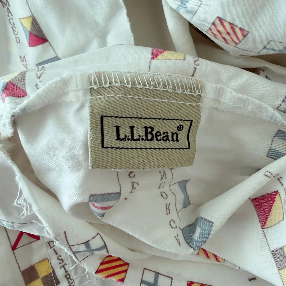 L.L. Bean Twin Sheet Set Nautical Signal Flags Vintage Coastal Rare Print READ